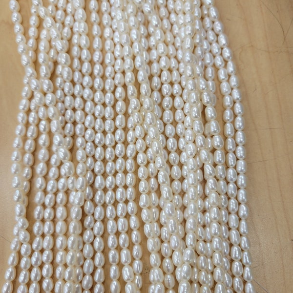 Genuine Cultured Freshwater Rice Pearls, approx  4-5mmx  6mm