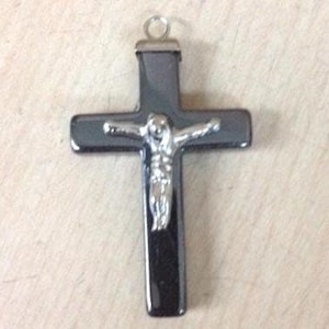Hematite cross for making rosary pendant