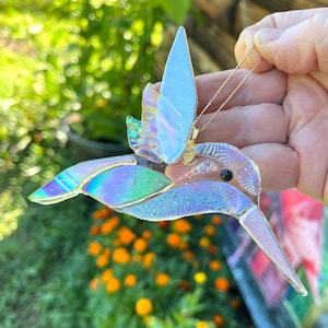 Hummingbird Dichroic Fused Glass Sun catcher Ornament