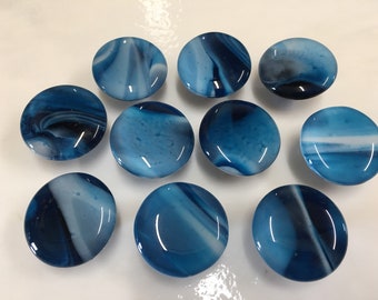 Puxador de armário ou gaveta de vidro fundido branco e azul cobre redondo de 1,5"