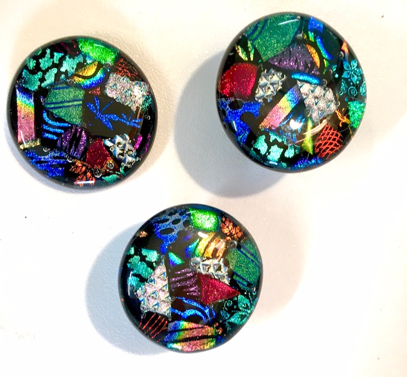 Dichroic Mosaic Fused Art Glass Pulls or Drawer Knobs Etsy