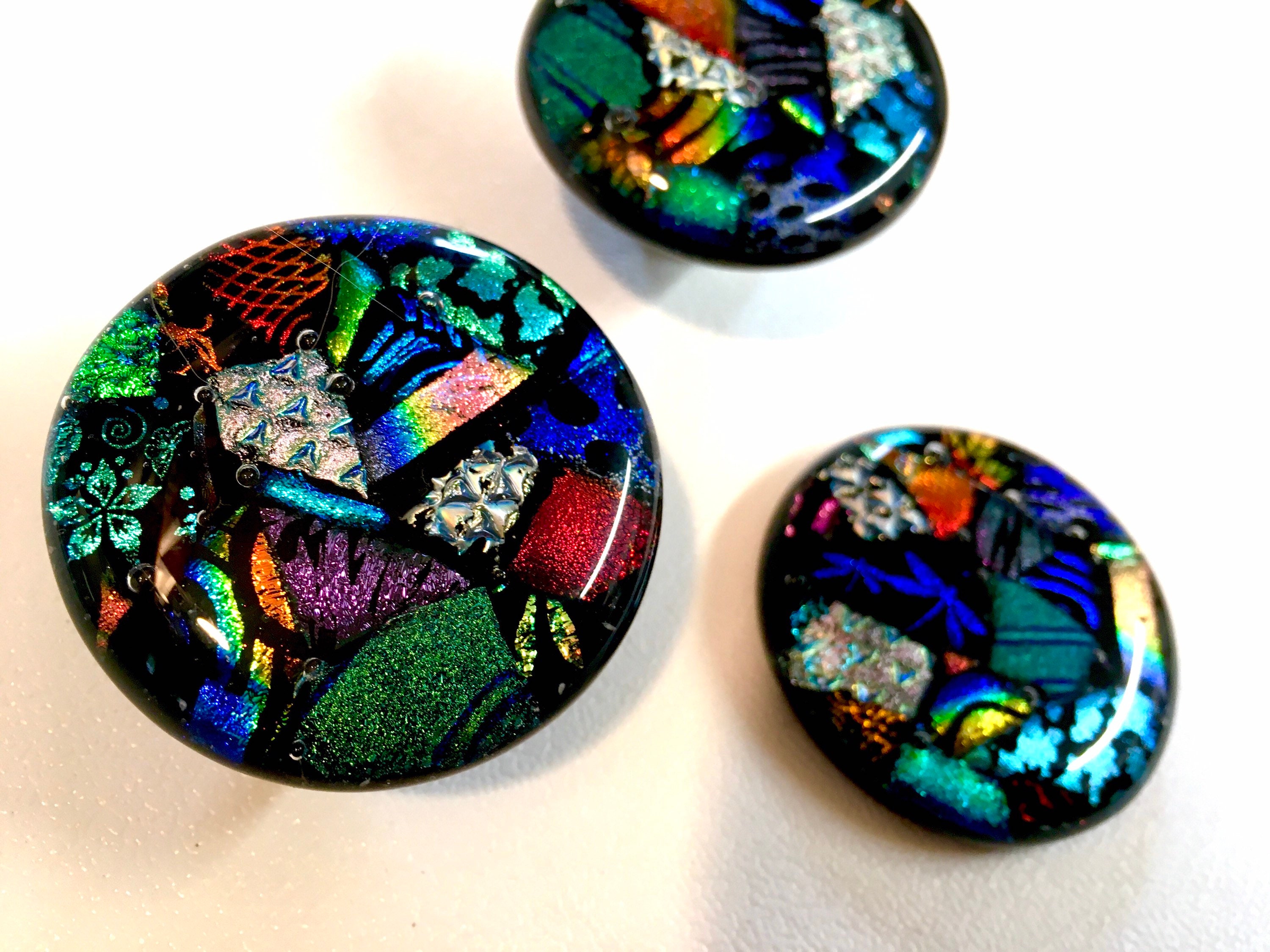 Dichroic Mosaic Fused Art Glass Pulls or Drawer Knobs Etsy