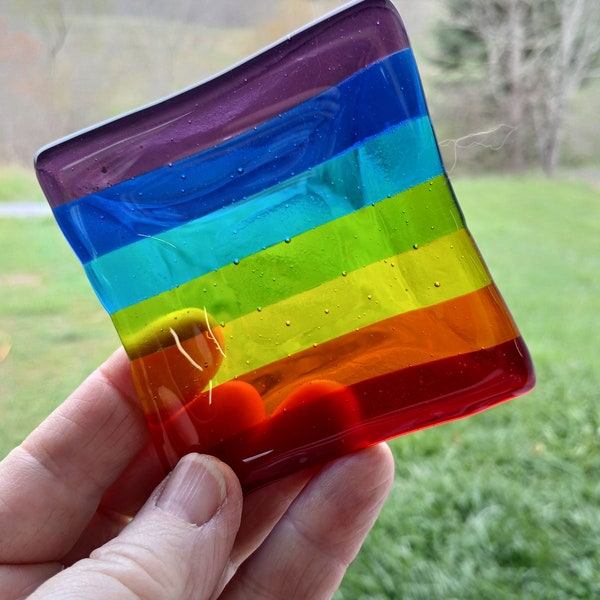 Rainbow Fused Glass Small Dish Ring Holder