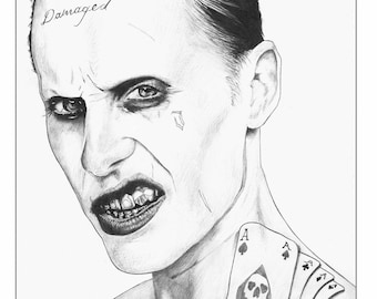 The Joker,artwork,poster,Hand drawn,home decor,suicide squad,movie poster,wall decor,art