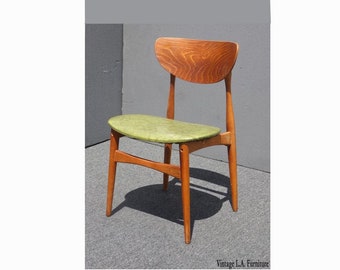 Vintage Danish Modern Style Accent Chair w Green Vinyl
