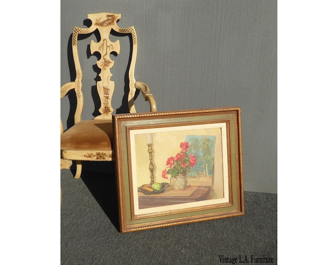 Vintage Signed Vase w Flowers Oil Painting Picture Calif artist William Darling