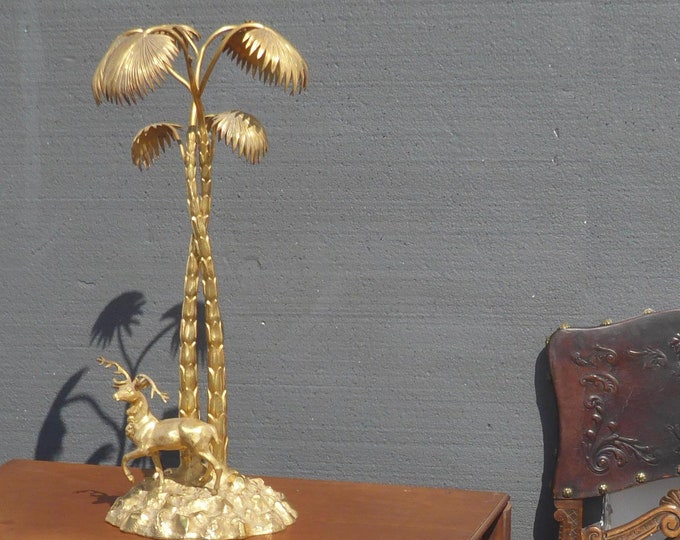 Vintage Mappin Brothers of London Table Top Decor Palm Trees w a Antelope Statue