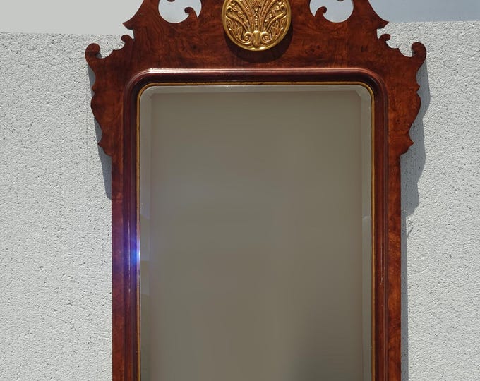 54" Tall Vintage Henredon French Chippendale Brown Gold Gilt Wall Mantle Mirror