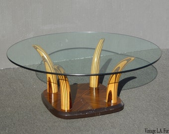 Vintage Henredon Tiger Wood Horn Cocktail Coffee Table by Henredon