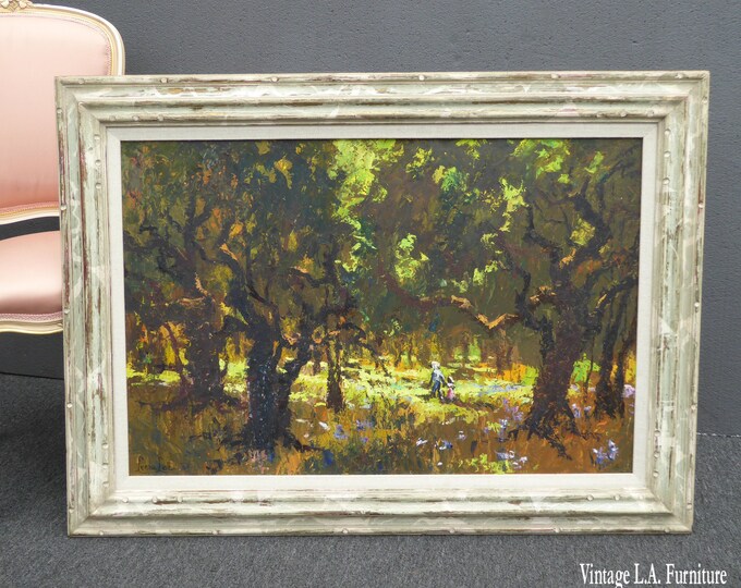 Vintage California Artist Oil Painting on Masonite Signed Leona Lee