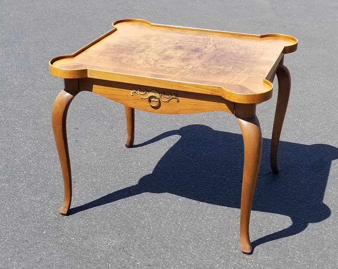 Vintage French Style Side Table ~ End Table w Burl Wood Table Top by Baker Furn.