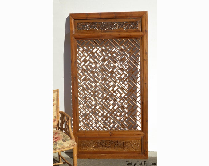 Antique Asian Chinese Carved Chinoiserie Door Panel Wall Hanging