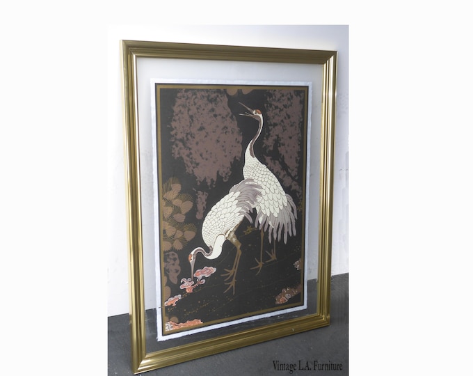 Large 44"Tall Picture of Two Crane Heron Birds Turner Style Vintage Mid Century Modern