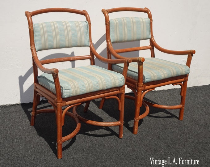 Vintage Mid Century Gervasoni Rattan  Accent Chairs with Leather Straps - a Pair #2