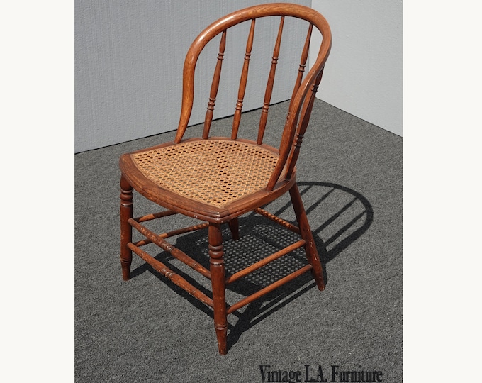 Vintage French Country Brown Cane Club Chair Farmhouse Chic