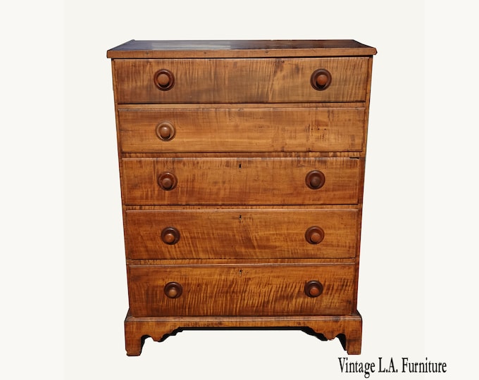 19th Century Quarter Sawn Oak Highboy Dresser Storage Top Chest ~ French Country