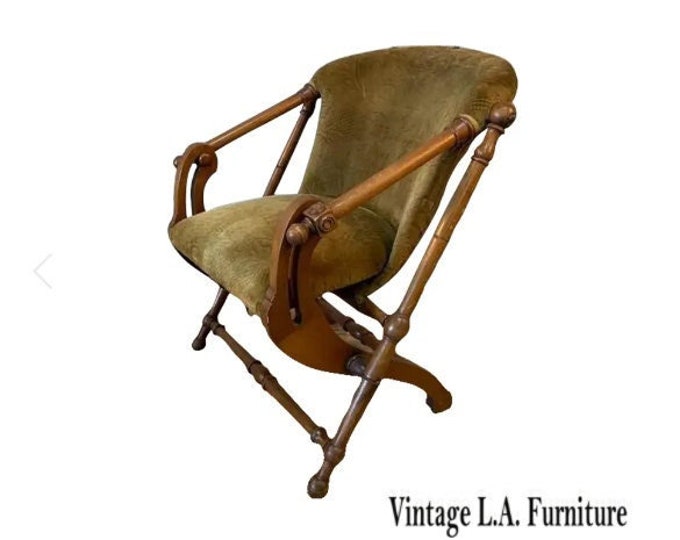 Vintage George Hunzinger Velvet Folding Accent Side Chair Stamp Patent May 1873