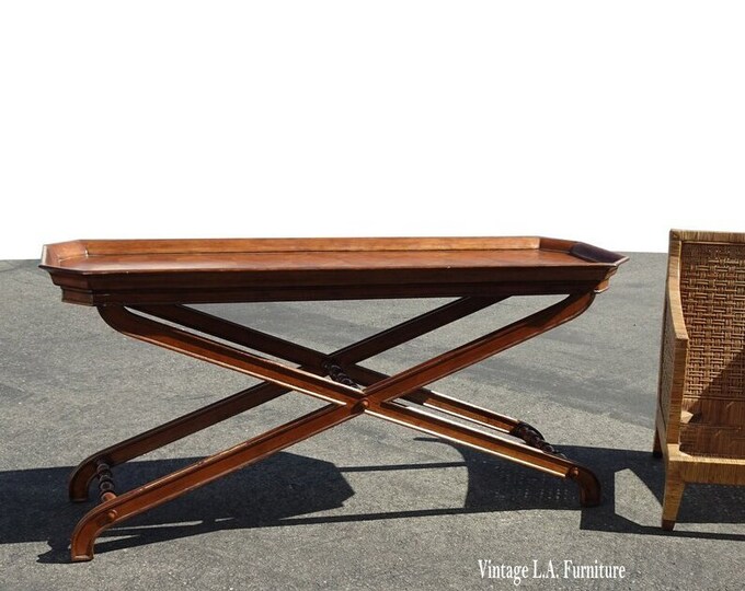 Vintage French Style Sarreid, LTD Console w Checkered Board Table Top X Base