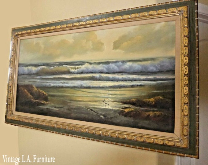 Vintage Oil on Canvas Painting Picture Ocean Wave by Beverly Carrick