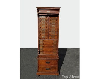 Antique Filing Oak Letter File Cabinet The M Ohmer S Sons Etsy