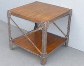 Modern Industrial Style Ashley End Table Side Table made of Wood Metal