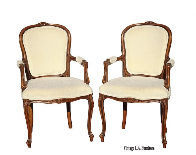 Pair Vintage French Chateau d'Ax White Cheatah Velvet Bergere Chairs Made Italy
