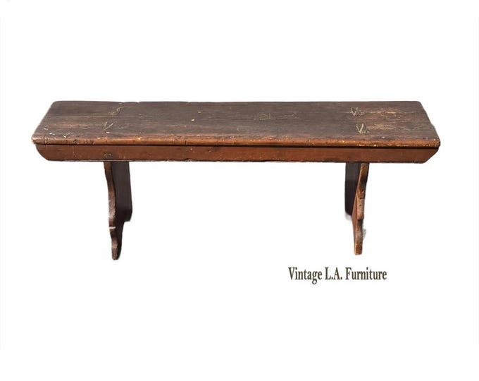 Antique Primitive Nantucket Meetinghouse Rustic Bench ~ French Country Farmhouse