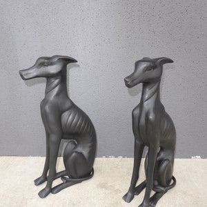 Pair Bronze Vintage Black Greyhound Dog Statues Collectible Sculpture Figurines image 4