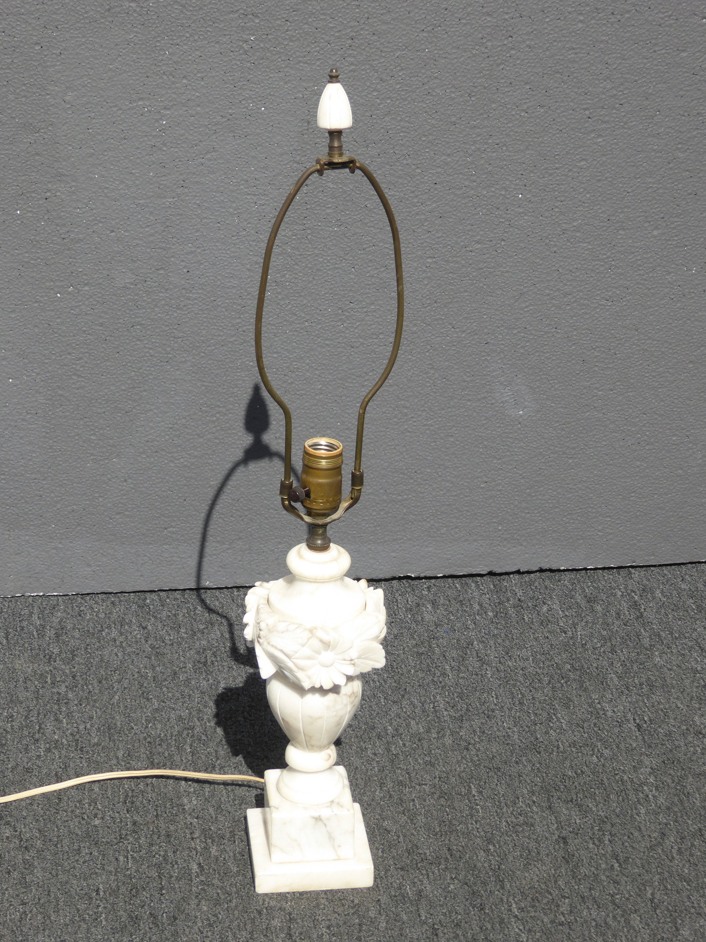 Vintage White Marble Table Lamp Light As Is