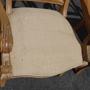 Pair Vintage Bernhardt Furniture Solid Wood Dining Room Armchairs