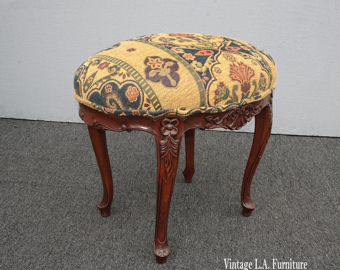 Vintage French Style Gold Floral Footstool Bench
