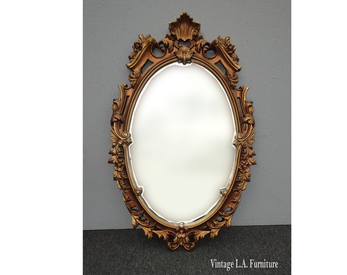 32"Tall Vintage French Provincial Ornate Gold Syroco Style Wall Mantle Mirror