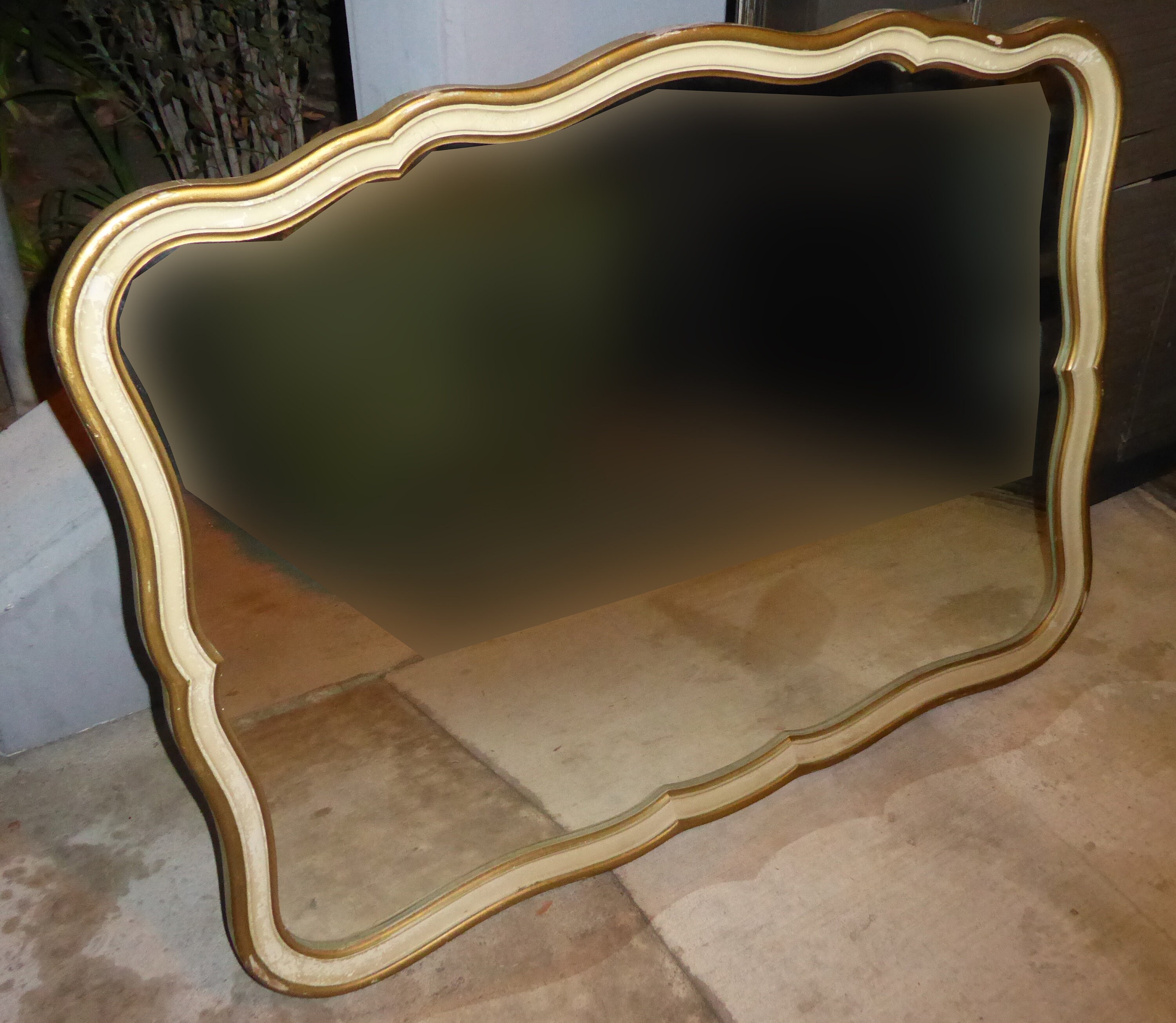 Vintage Drexel French Provincial Wood Cream Wall Mirror French Country