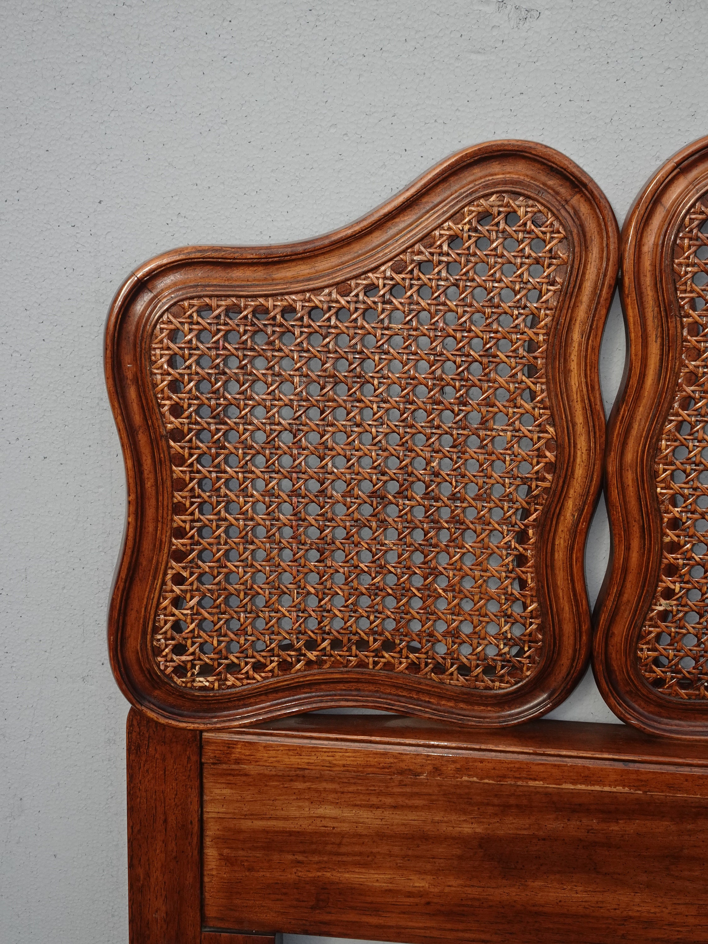 Vintage French Country Brown Cane Queen Full Headboard Etsy