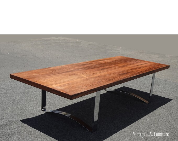 Vintage Mid Century Modern Walnut Cocktail Coffee Table with a Chrome Base