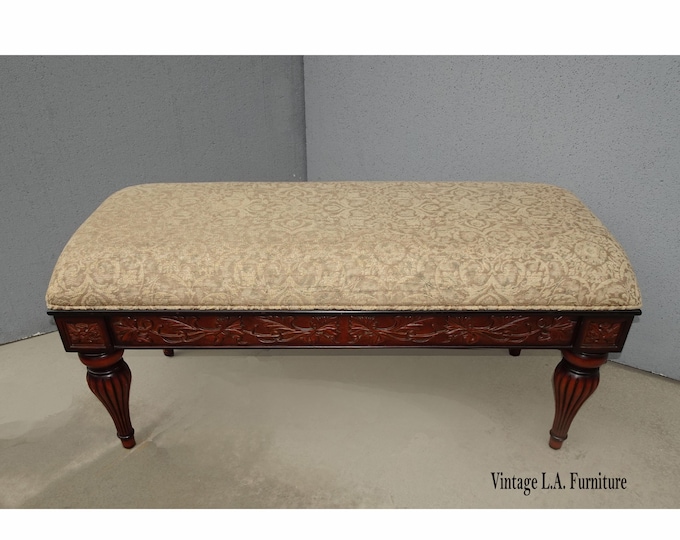 Vintage Bombay Creme Ornate Base Double Seater Bench ~ French Country