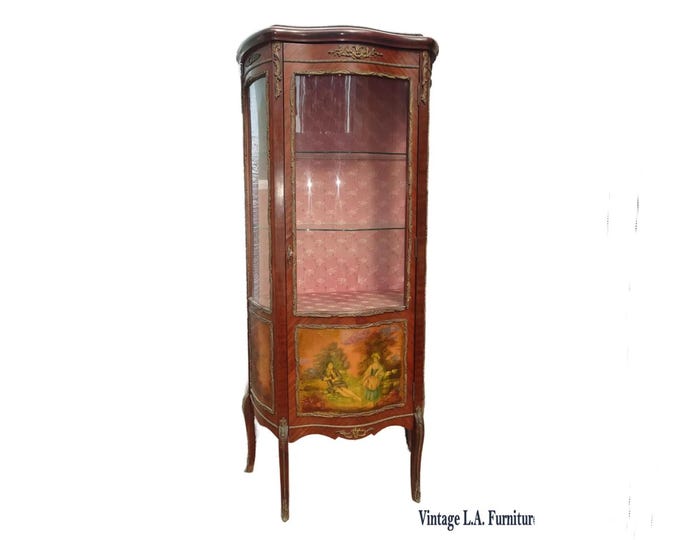 Vintage French Louis XV Vitrine Brass Curio Display Cabinet made in Spain #2