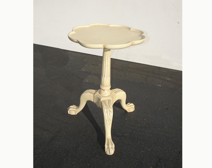 Vintage French Country Yellow Pedestal Side Table ~ Key Table