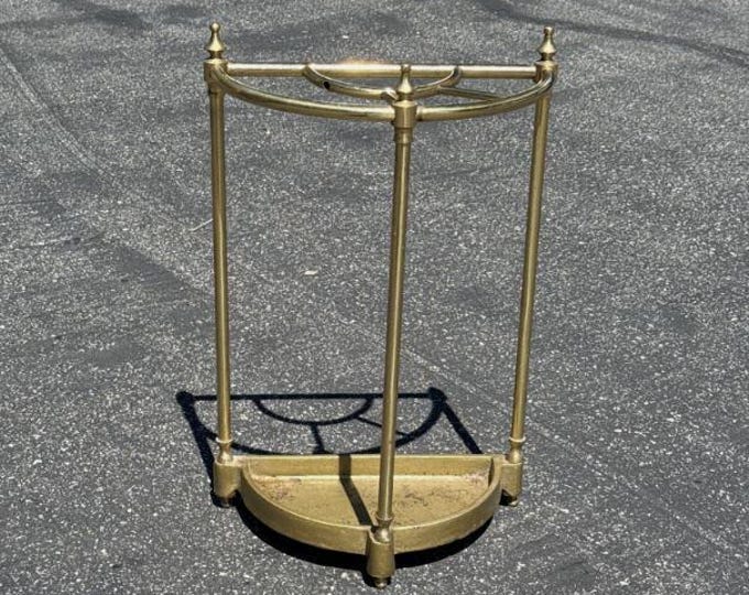Vintage Brass and Iron Umbrella Stand