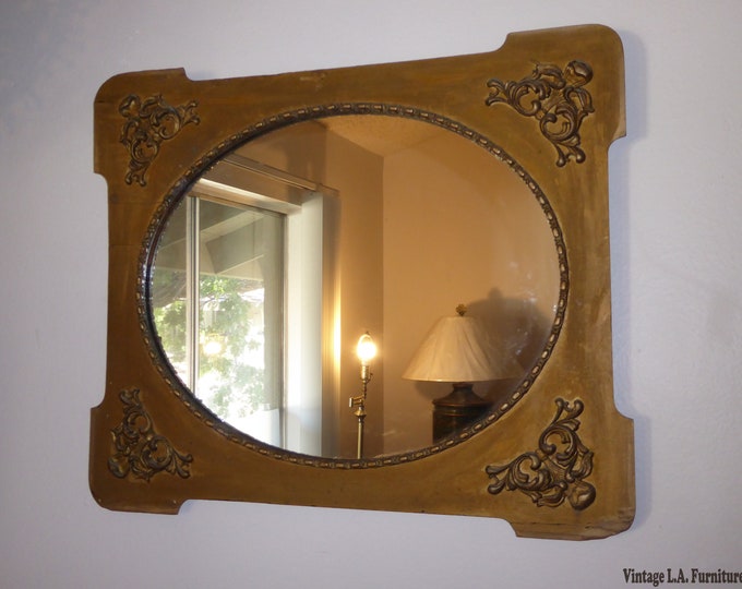 Antique Victorian Style Gold Gilt Floral Carved Wood Wall Mirror