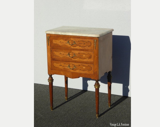 Vintage French Provincial Louis XVI Marble & Ormolu Side Table