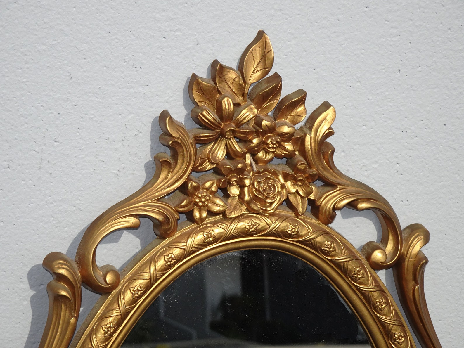 Vintage French Country Syroco Gold Wall Mantel Mirror Scrolls Florishes ...
