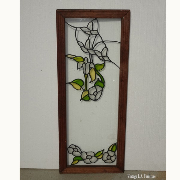 Vintage 36" Tall Stained Glass Style Decorative Window Frame