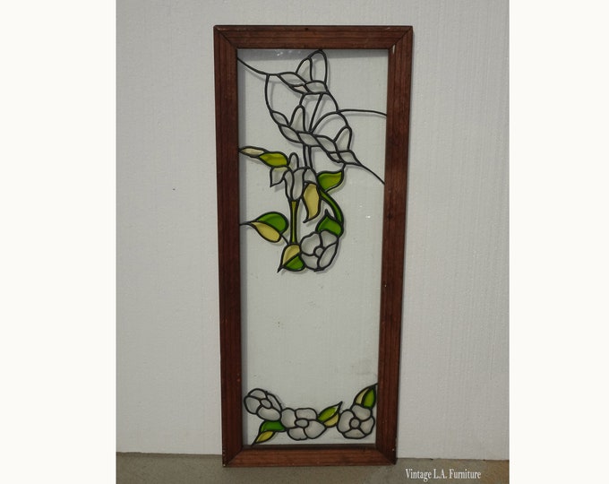Vintage 36" Tall Stained Glass Style Decorative Window Frame