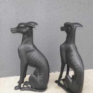 Pair Bronze Vintage Black Greyhound Dog Statues Collectible Sculpture Figurines image 6
