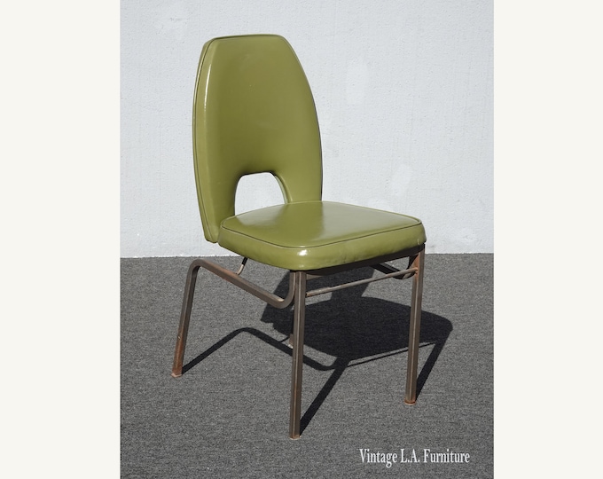 Vintage Mid Century Green Side Chair w Unique Frame