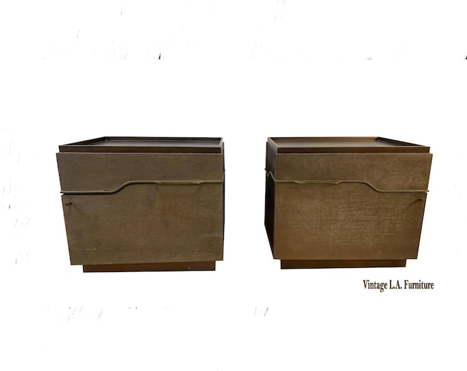 Pair Vintage French Michael Berman Mesa Nightstands by Theordore Alexander