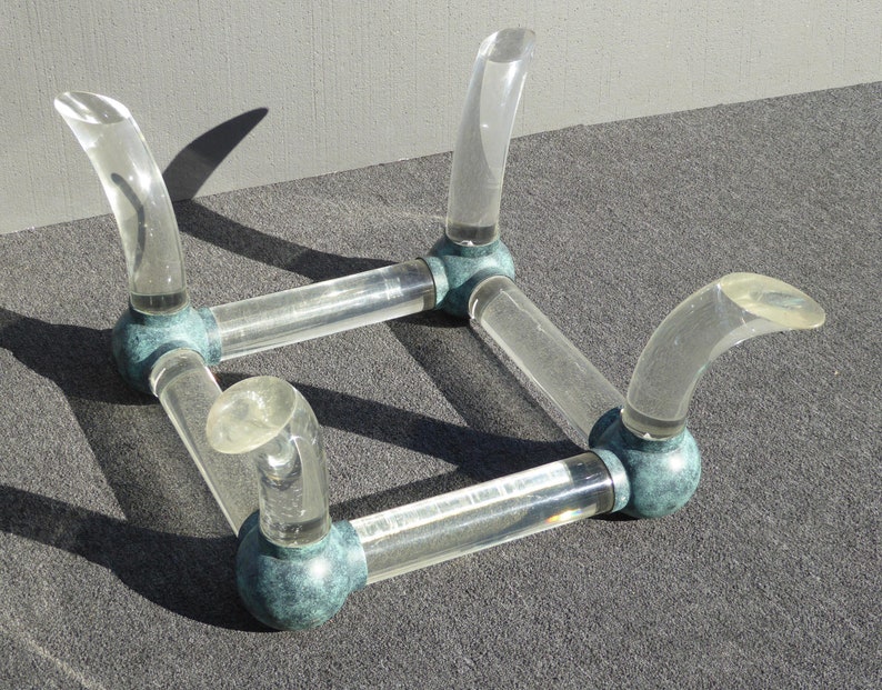 Vintage Mid Century Modern Coffee Table Lucite Sabre Legs & Turquoise Ball Feet image 6