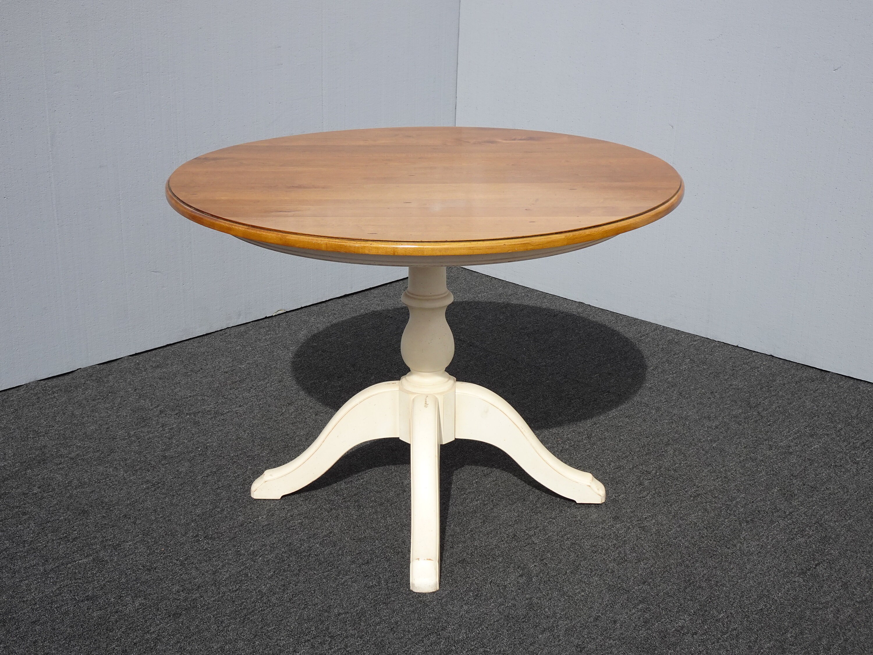 Vintage Ethan Allen French Country Brown Maple Dining Table White