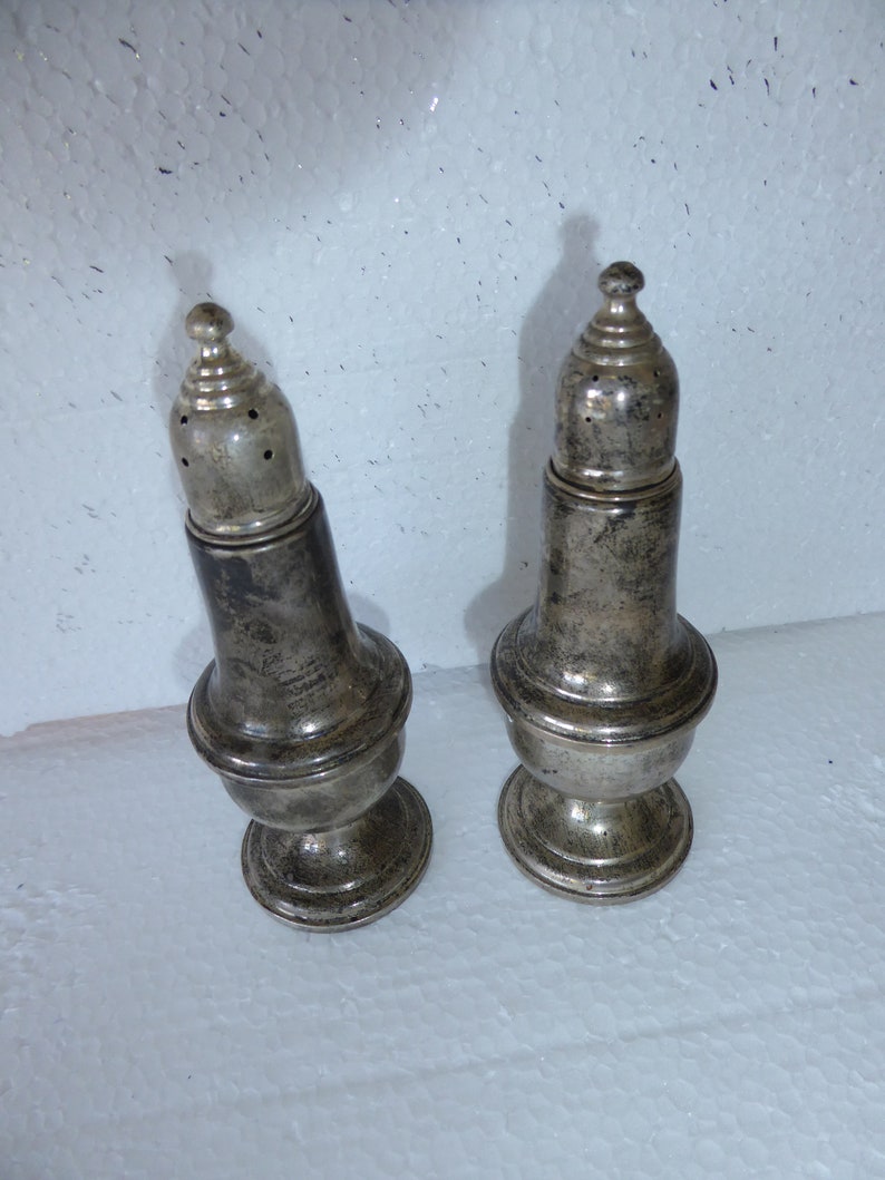 Vintage/Antique Empire Sterling Silver Weighted Salt & Pepper Shakers 242 image 6